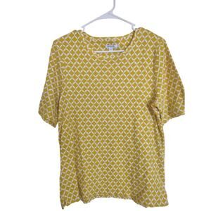 Chico's Yellow Blouse Large Casual Bright Preppy Lightweight Vacation Bohemian